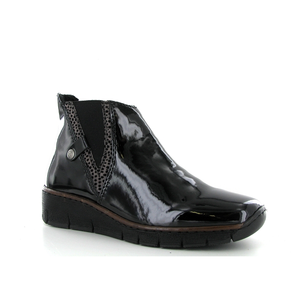 Bottines Rieker En Cuir Noir Et Gris - Taille 37 - Occasion En Très Bon état