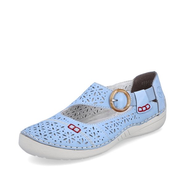 Rieker Ballerines En Daim Pour Femme - Modèle Confort 52569 | Semelle Douce Et Élastique | Coloris Bleu