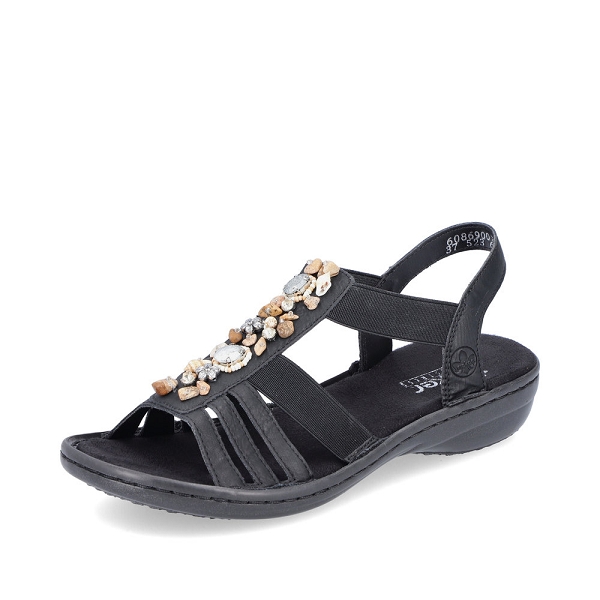 Sandale Rieker Femme 608g9 - Synthétique - Semelle PU Confortable - Élastique - Taille Étroite E 1/2